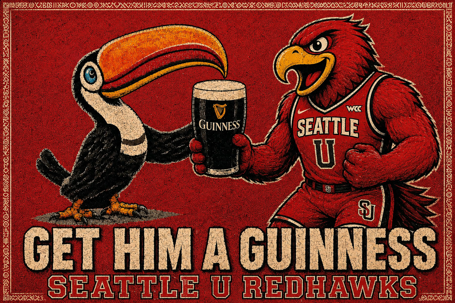 Get Him a Guinness Seattle U Redhawks Toucan Wall Art