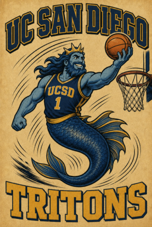 UC San Diego Tritons Basketball Mermaid Graphic Wall Art