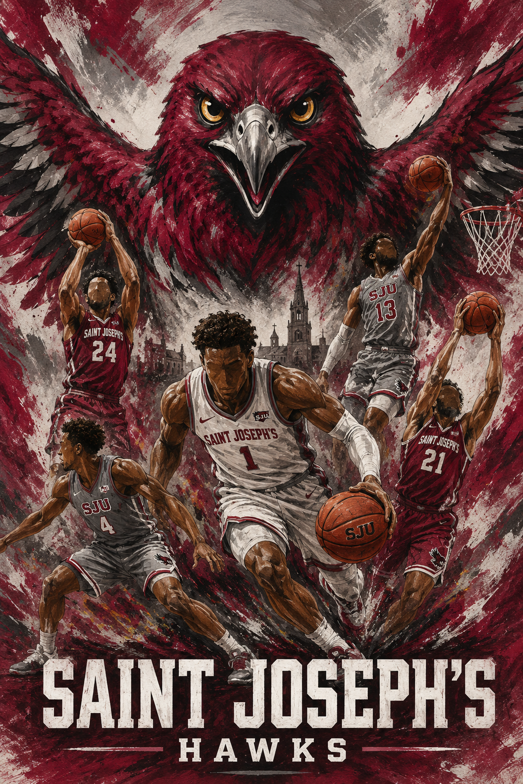 Saint Joseph’s Hawks Basketball Hawk Poster