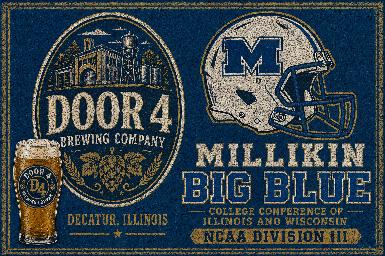 Door 4 Brewing Company Millikin Big Blue Vintage-Style Wall Art