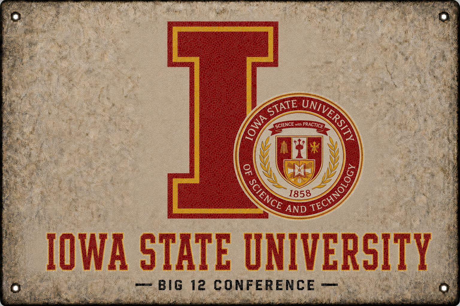 Iowa State University Big 12 Vintage-Style Wall Sign