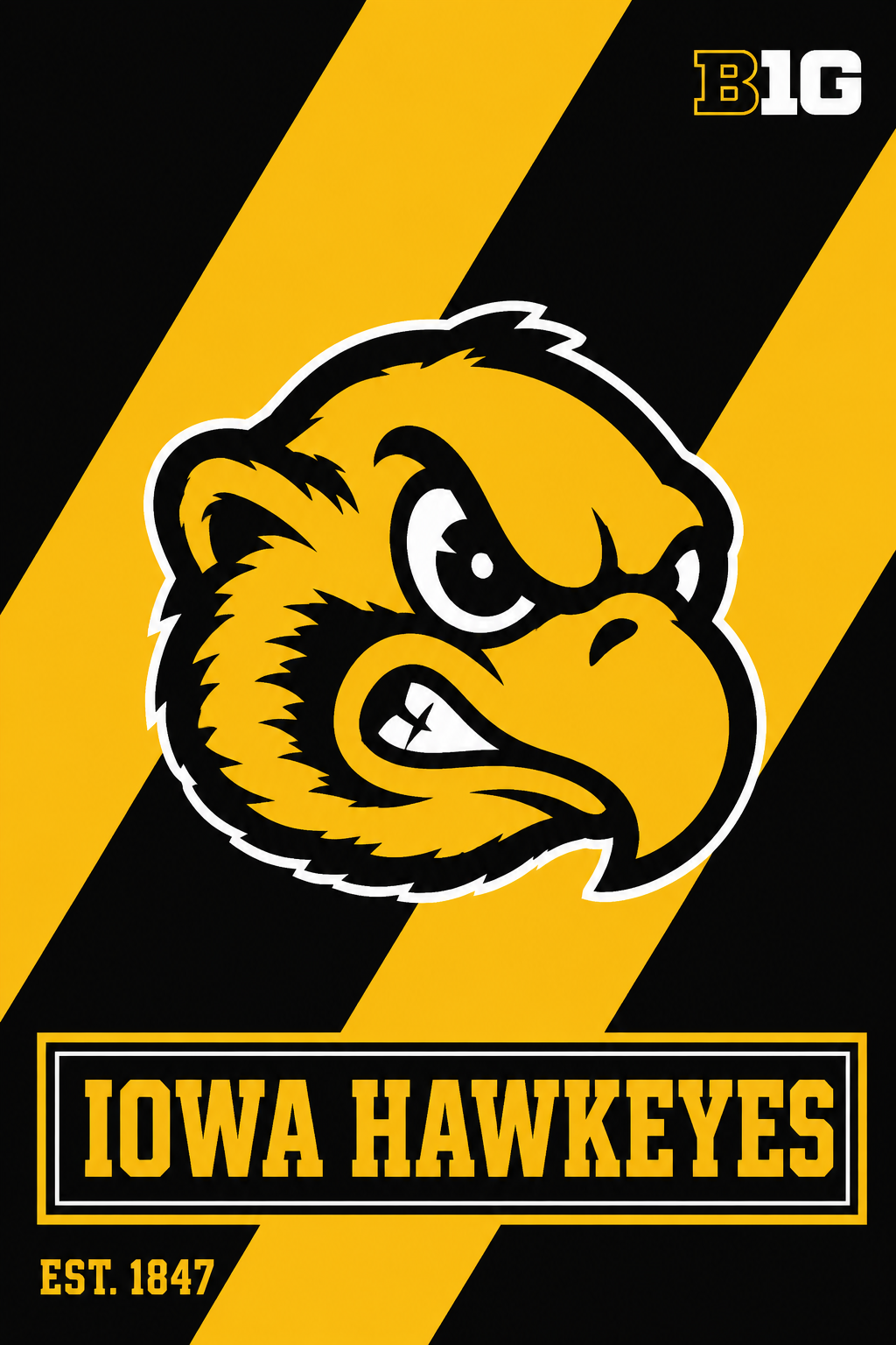Iowa Hawkeyes Black and Gold Mascot Wall Art