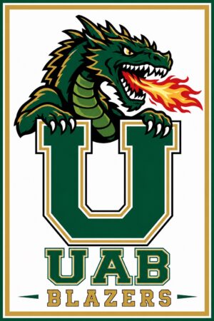 UAB Blazers Dragon Graphic Wall Art Print