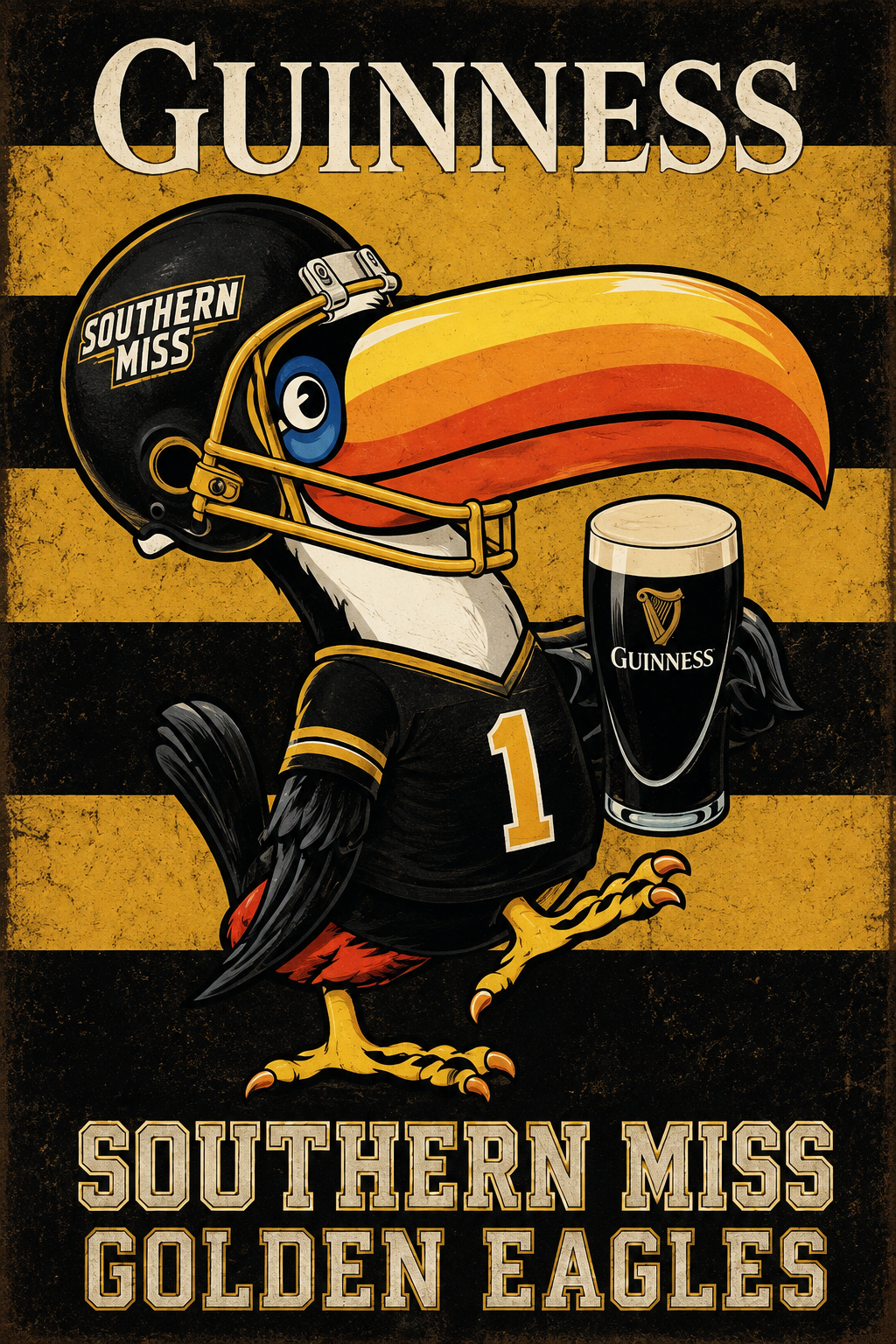 Southern Miss Golden Eagles Guinness Football Eagle Poster
