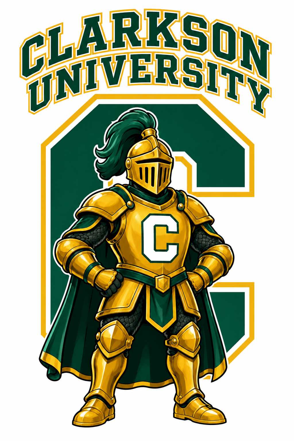 Clarkson University Knight Green and Gold Graphic