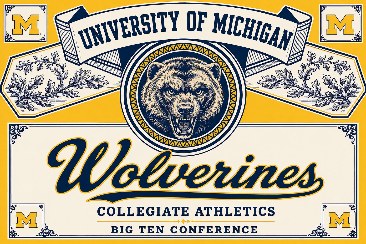 University of Michigan Wolverines Collegiate Athletics Wall Art