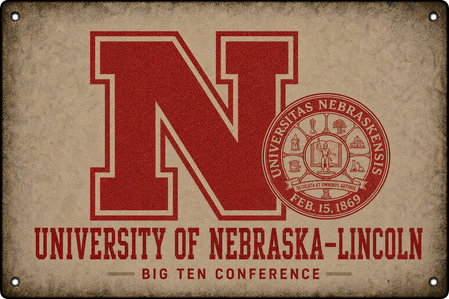 Nebraska Cornhuskers University Wall Sign