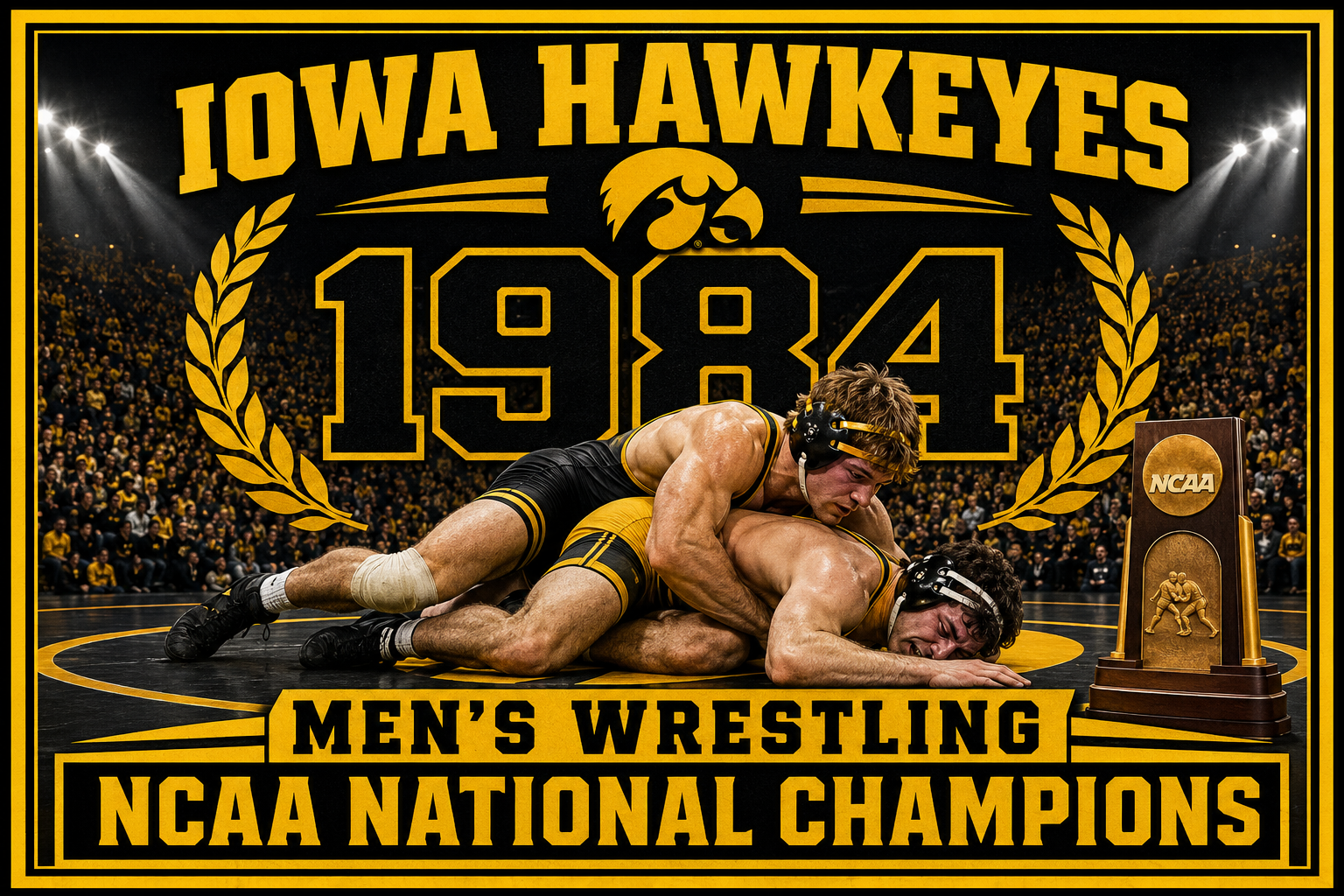 Iowa Hawkeyes 1984 Men’s Wrestling Champions Wall Art
