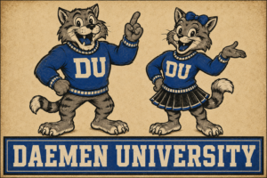 Daemen University Cartoon Cat Vintage-Style Wall Art