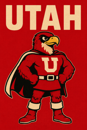 Vintage-Style UTAH Eagle Mascot Wall Art