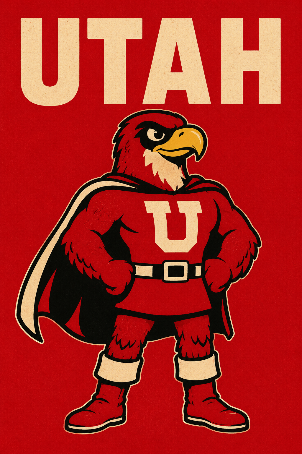 Vintage-Style UTAH Eagle Mascot Wall Art