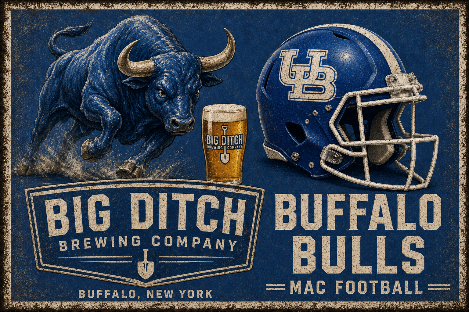 Buffalo Bulls Big Ditch Brewing Vintage-Style Wall Art