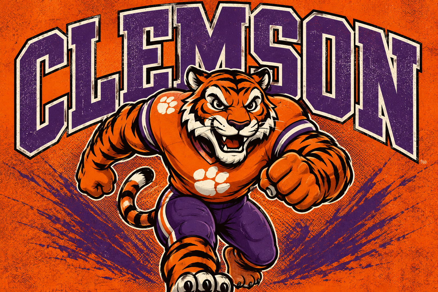 Orange and Purple Tiger Collegiate-Style Wall Art