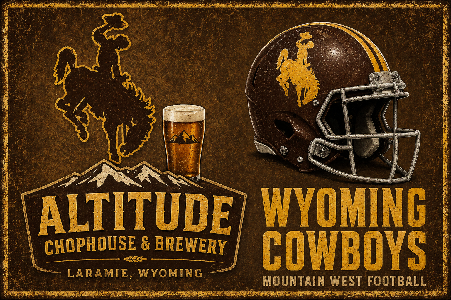 Altitude Wyoming Cowboys Chophouse & Brewery Vintage-Style Sign