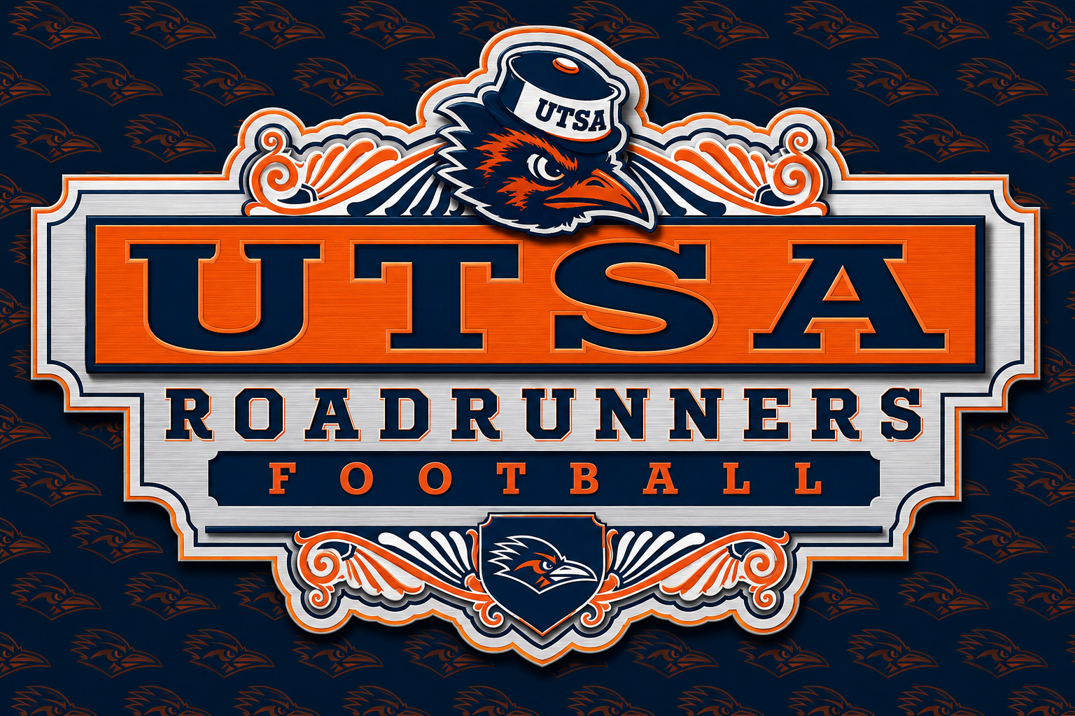 UTSA Roadrunners Football Ornate Wall Sign Design