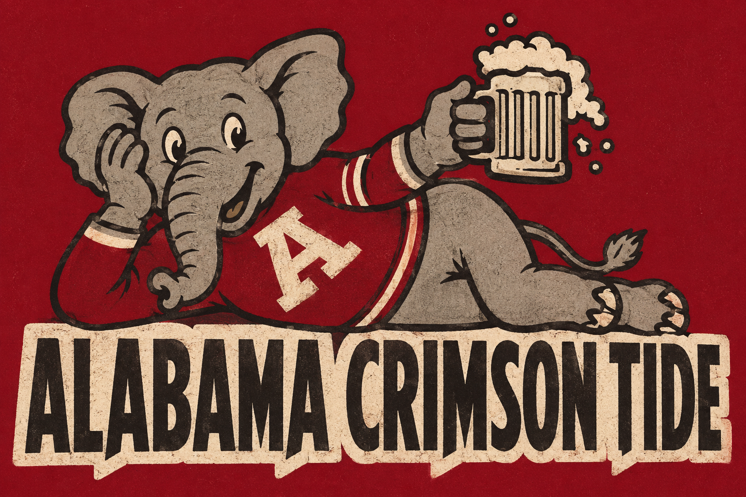 Alabama Crimson Tide Elephant Beer Graphic Wall Art