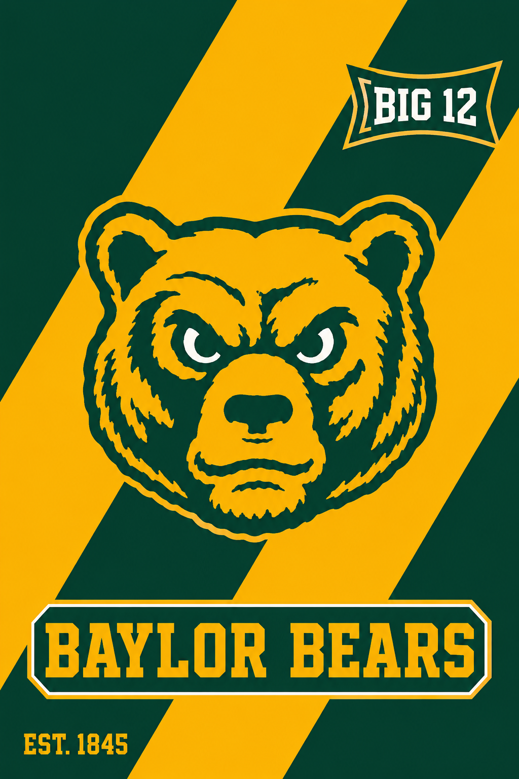 Baylor Bears Big 12 Green and Gold Wall Art
