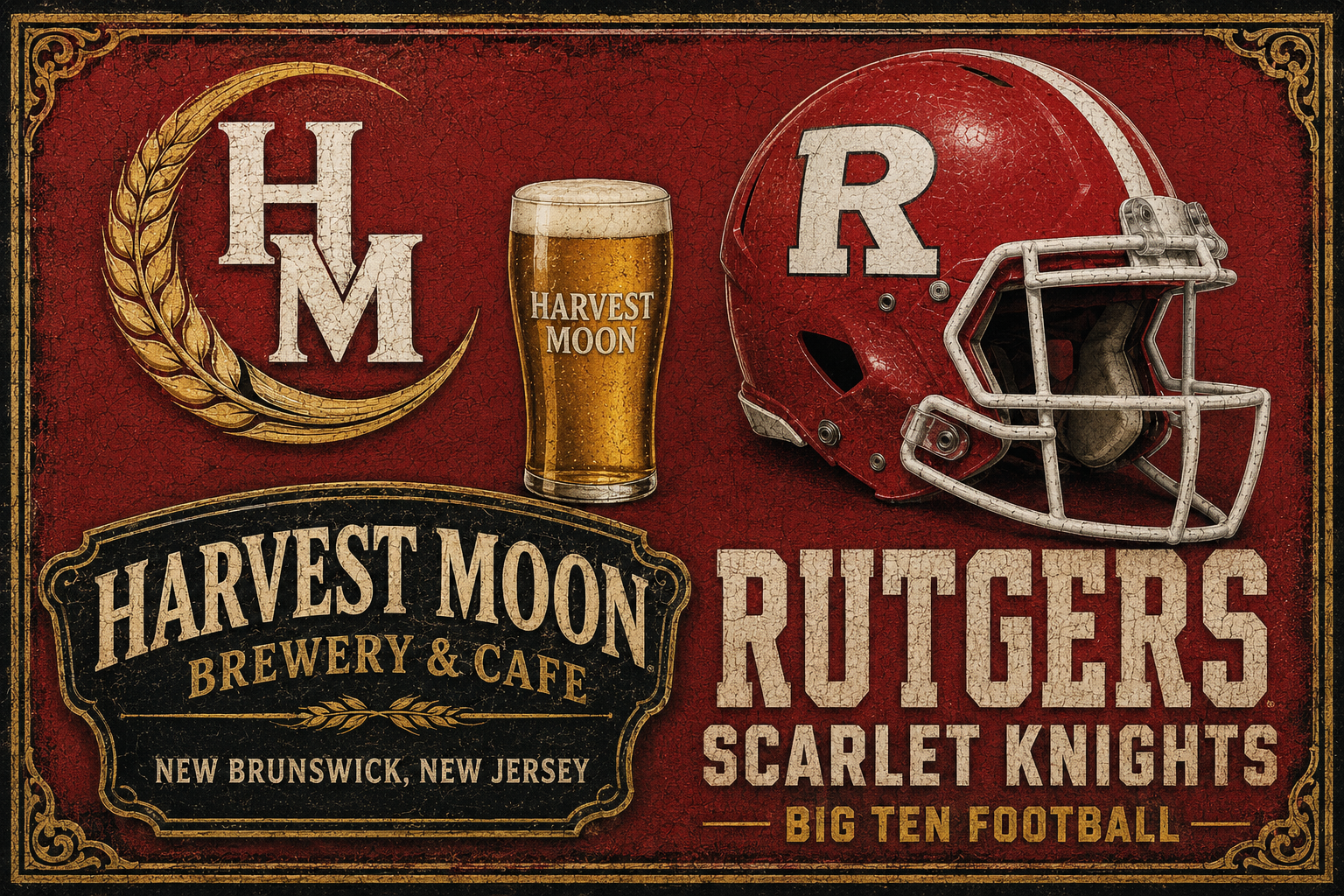 Vintage-Style Scarlet Knights Football Brewery Wall Art