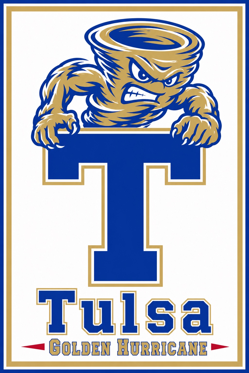 Tulsa Golden Hurricane Blue and Gold Mascot Wall Art