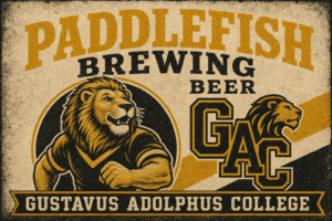 Paddelfish Brewing Beer Gustavus Adolphus College Lion Sign