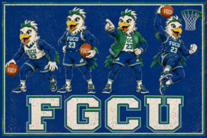 FGCU Eagle Basketball Mascots Vintage-Style Wall Art