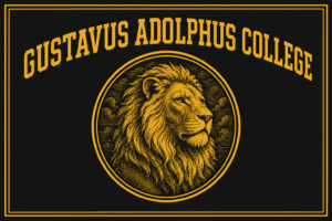 Gustavus Adolphus College Lion Black and Gold Wall Art