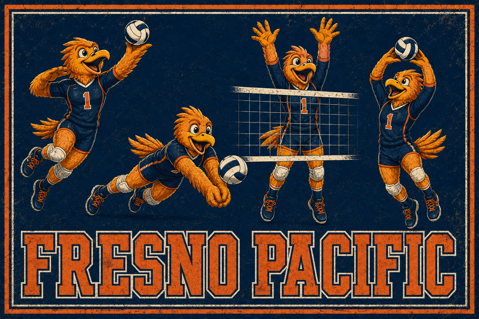 Fresno Pacific Volleyball Eagles Vintage-Style Wall Art