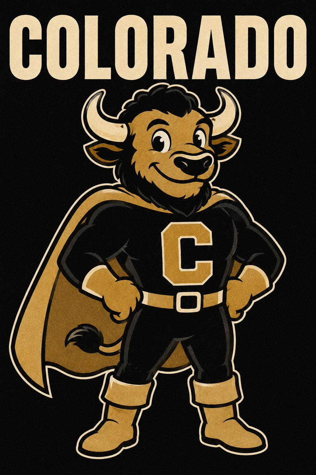 Colorado Buffalo Superhero Mascot Wall Art