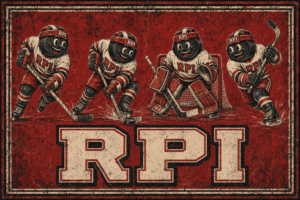 RPI Hockey Cartoon Team Vintage-Style Wall Art