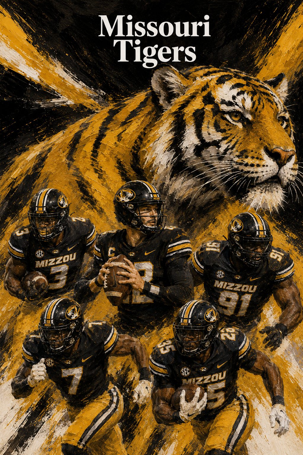 Missouri Tigers Football Team Tiger Wall Art Print