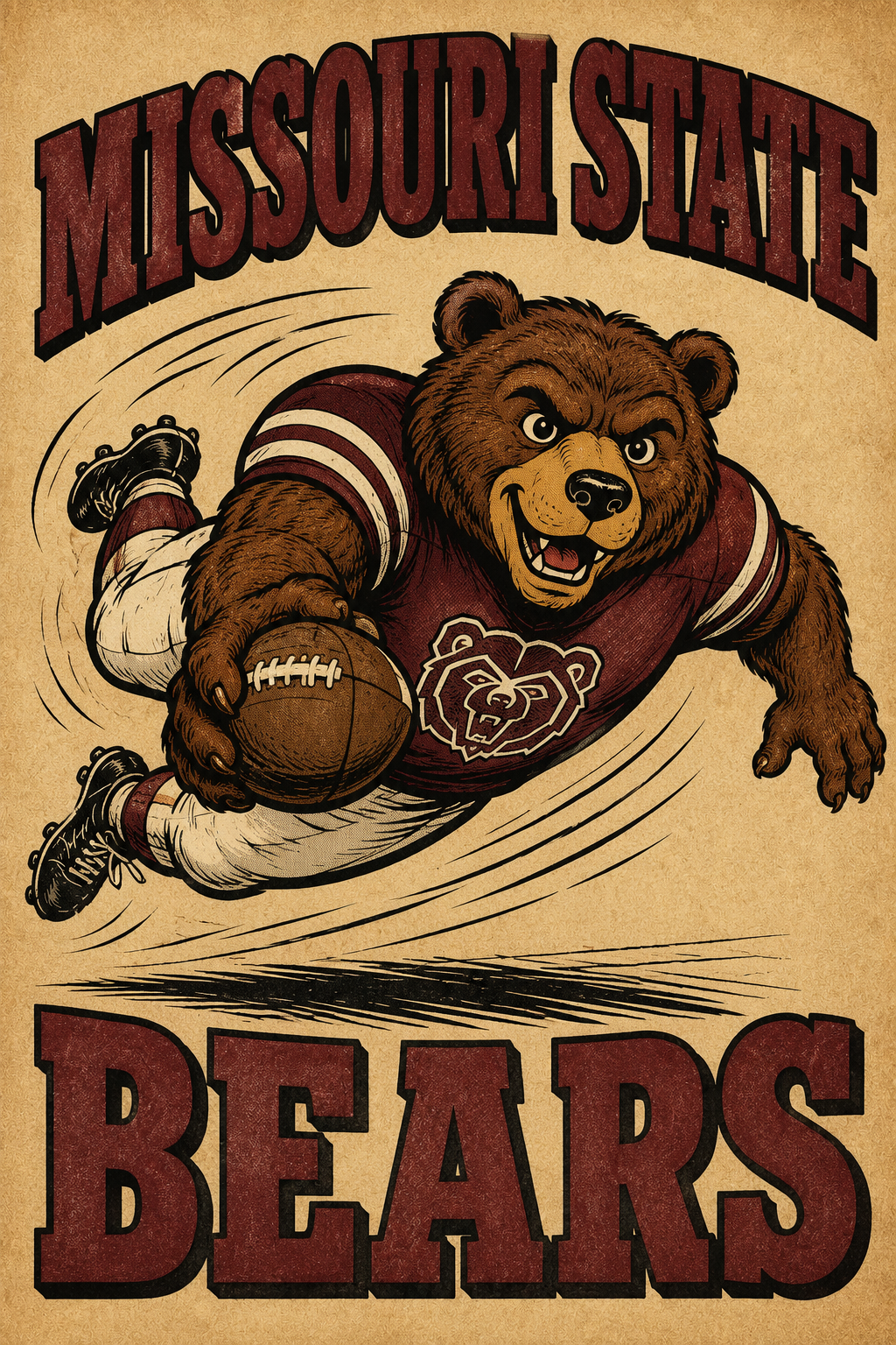 Missouri State Bears Football Bear Graphic Wall Art