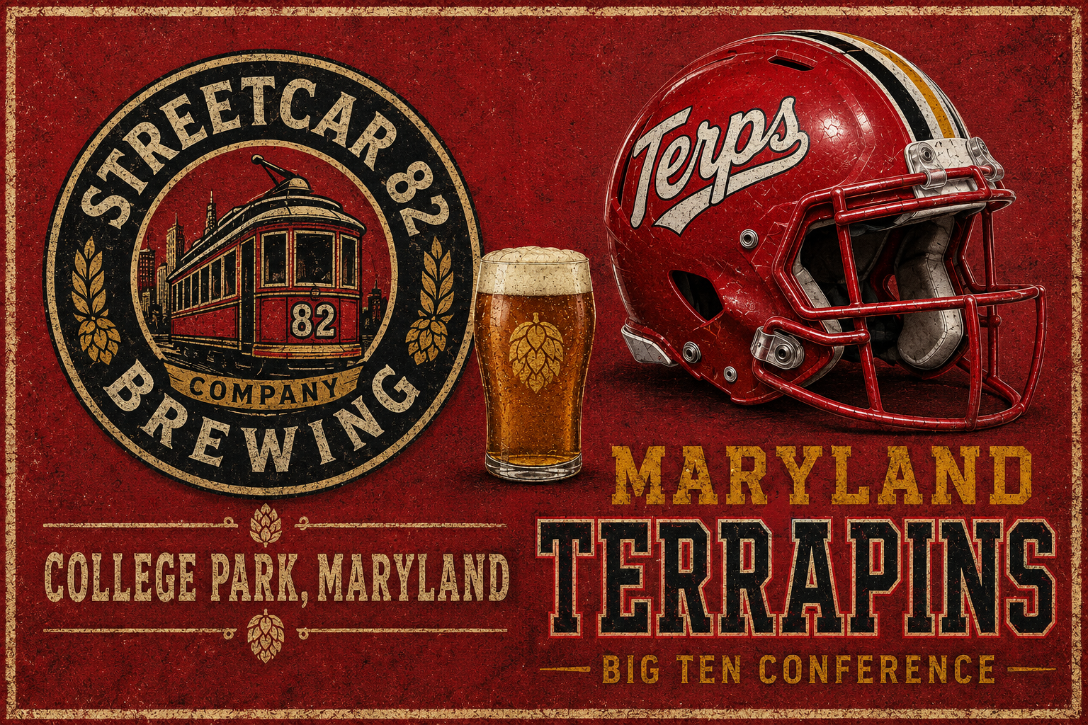 Maryland Terrapins Streetcar 82 Brewing Vintage-Style Wall Art