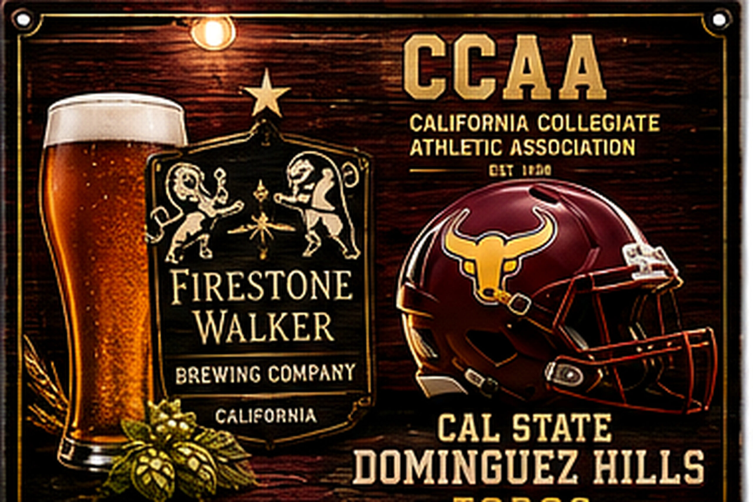 Cal State Dominguez Hills Beer and Football Wall Sign