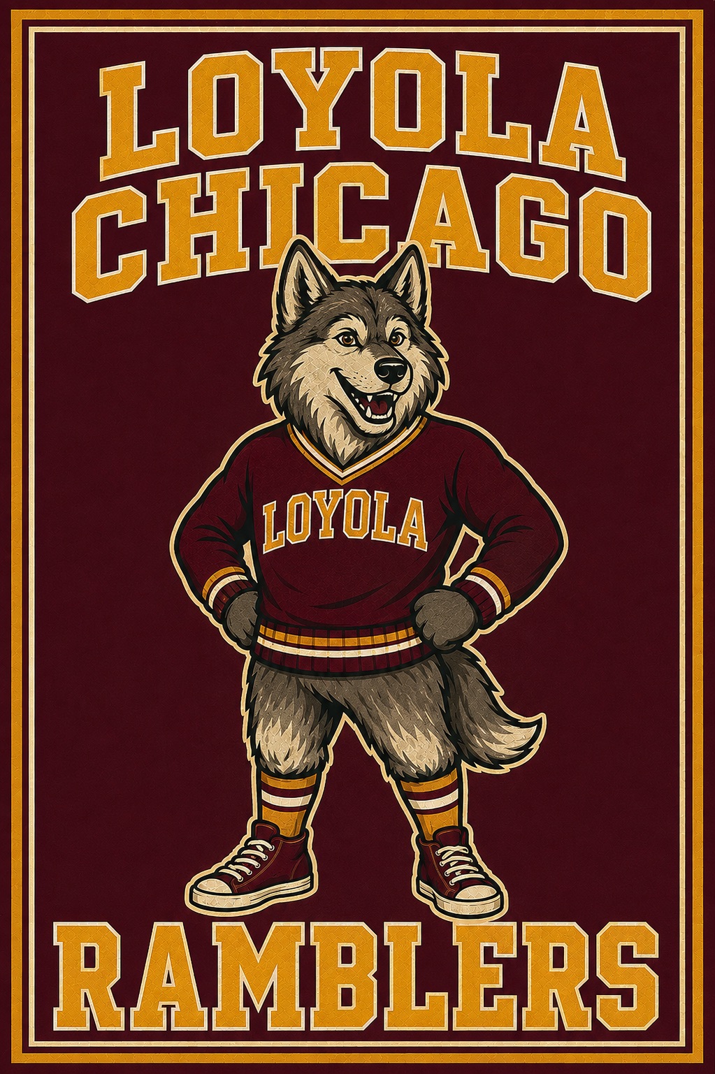 Loyola Chicago Ramblers Wolf Mascot Wall Art