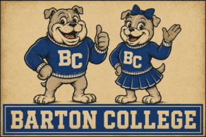 Barton College Bulldog Couple Blue Vintage-Style Wall Art