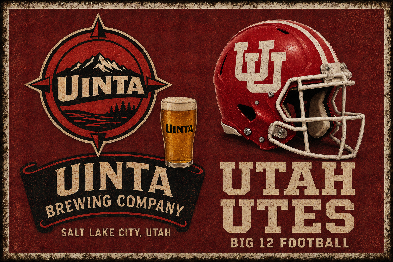 Uinta Brewing Company Utah Utes Big 12 Football Wall Art