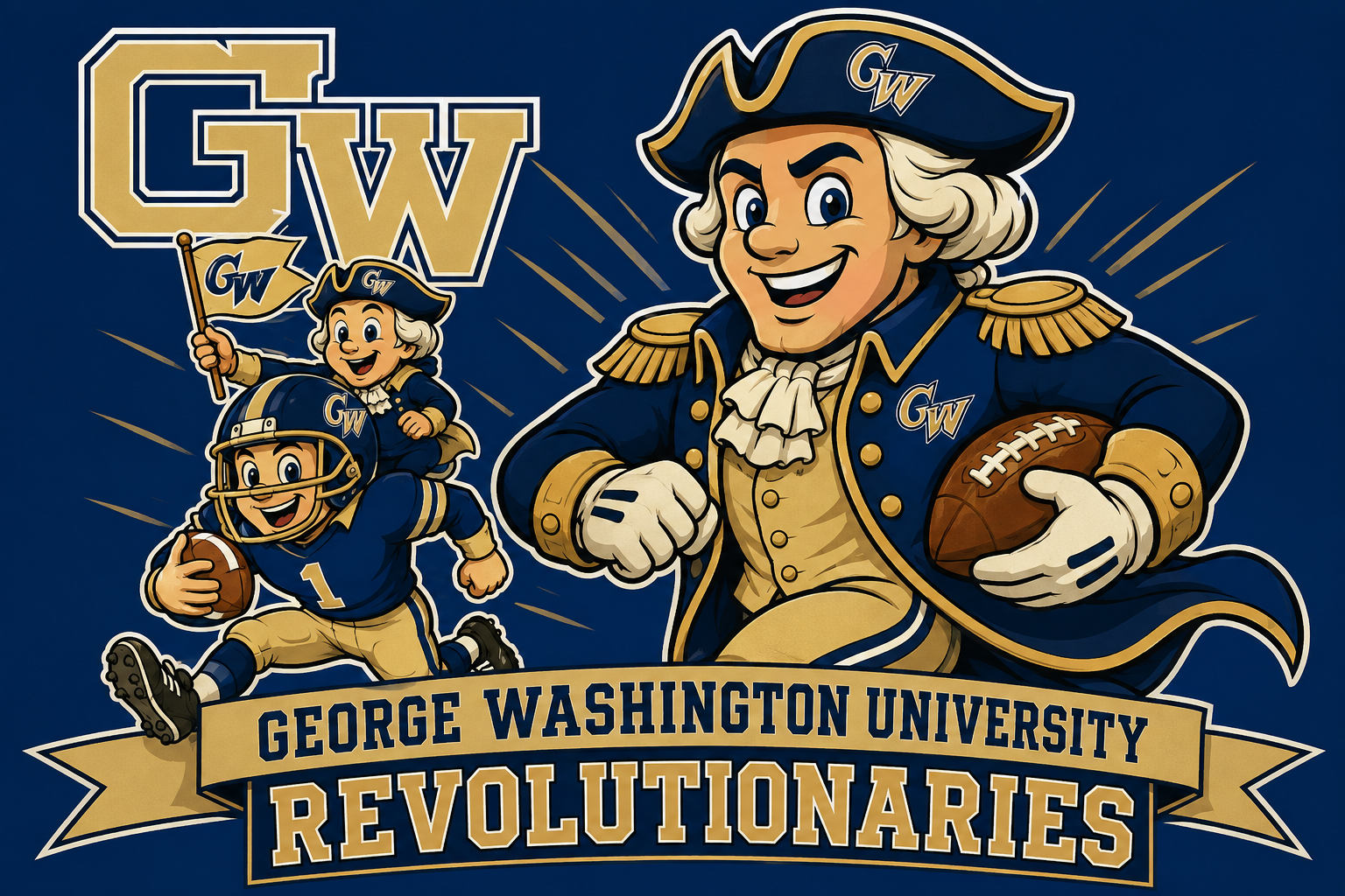George Washington University Revolutionaries Football Mascot Graphic