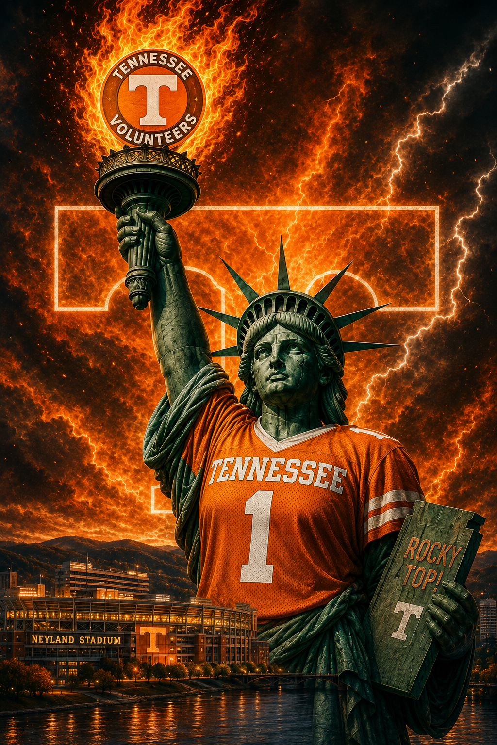 Tennessee Volunteers Statue and Neyland Stadium Wall Art