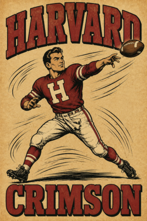 Harvard Crimson Vintage Football Wall Art