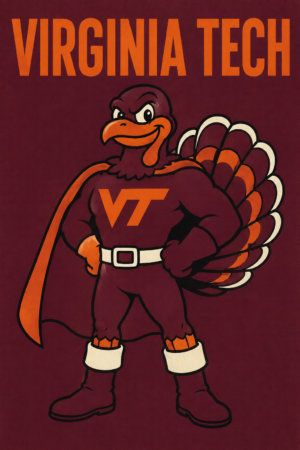 Virginia Tech HokieBird Maroon and Orange Wall Art