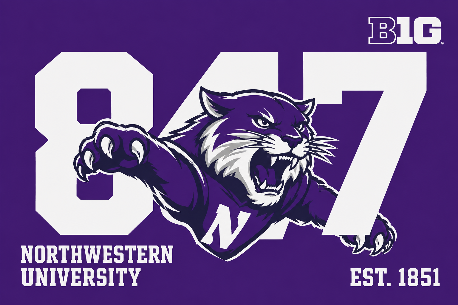 Northwestern Wildcats 97 Purple Graphic Design