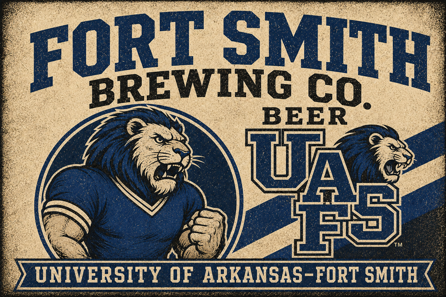 Distressed University of Arkansas-Fort Smith Lions Beer Sign Design