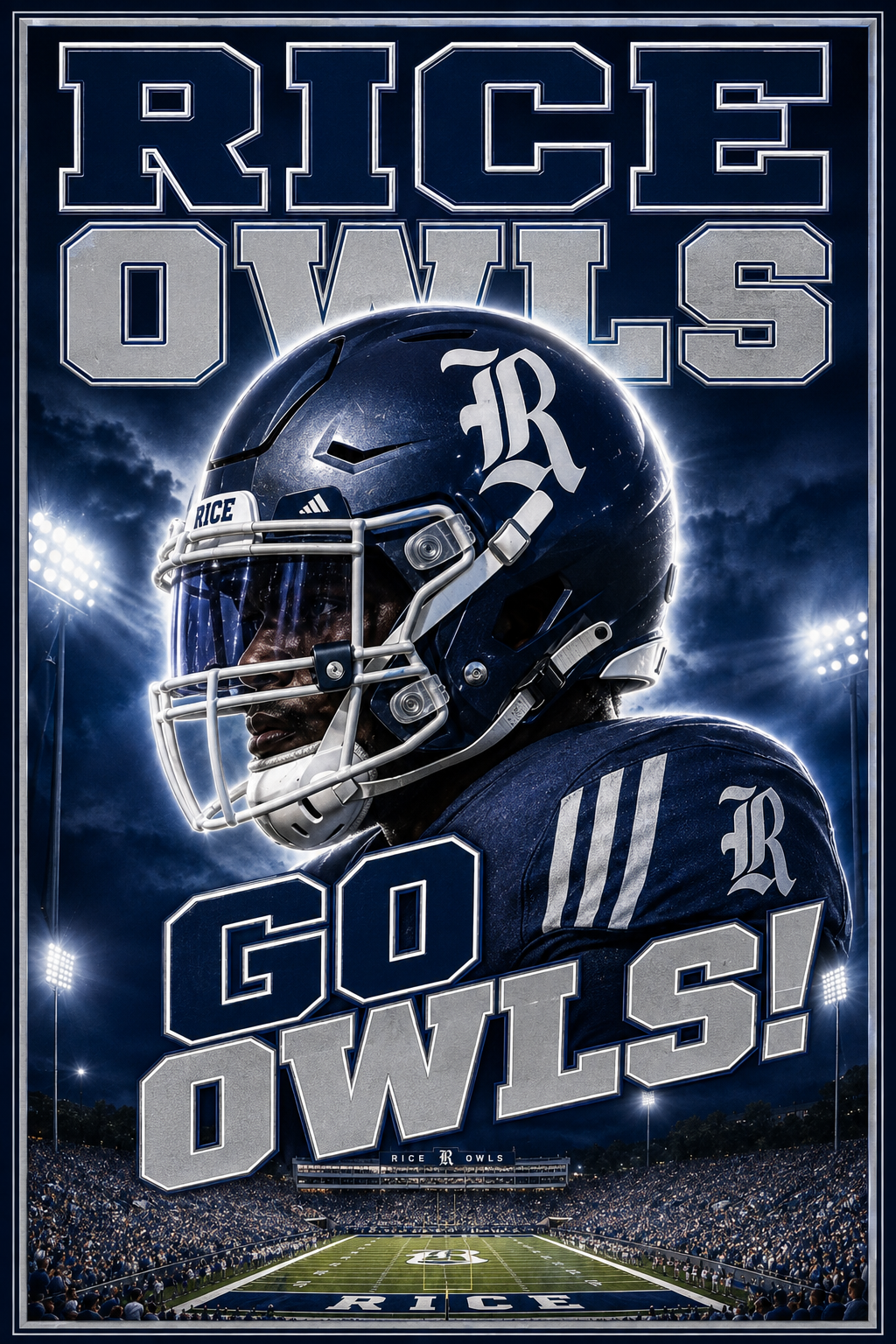 Rice Owls Football Go Owls Stadium Wall Art Print