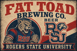 Fat Toad Brewing Co. Rogers State University Vintage-Style Art