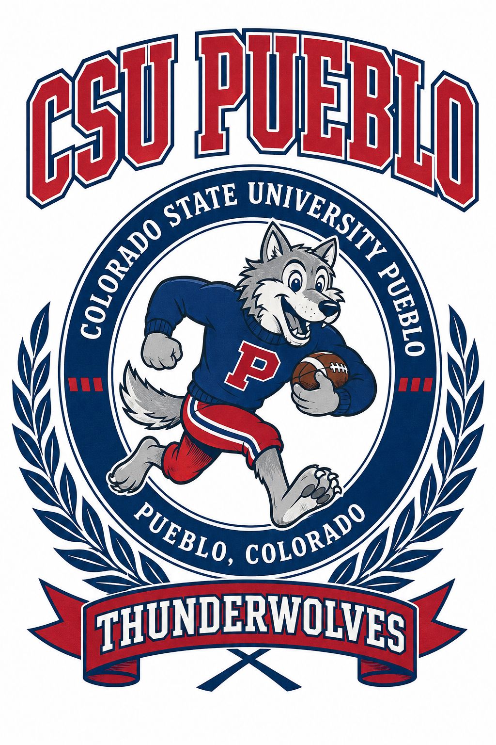 Colorado State University Pueblo ThunderWolves Wolf Basketball Design