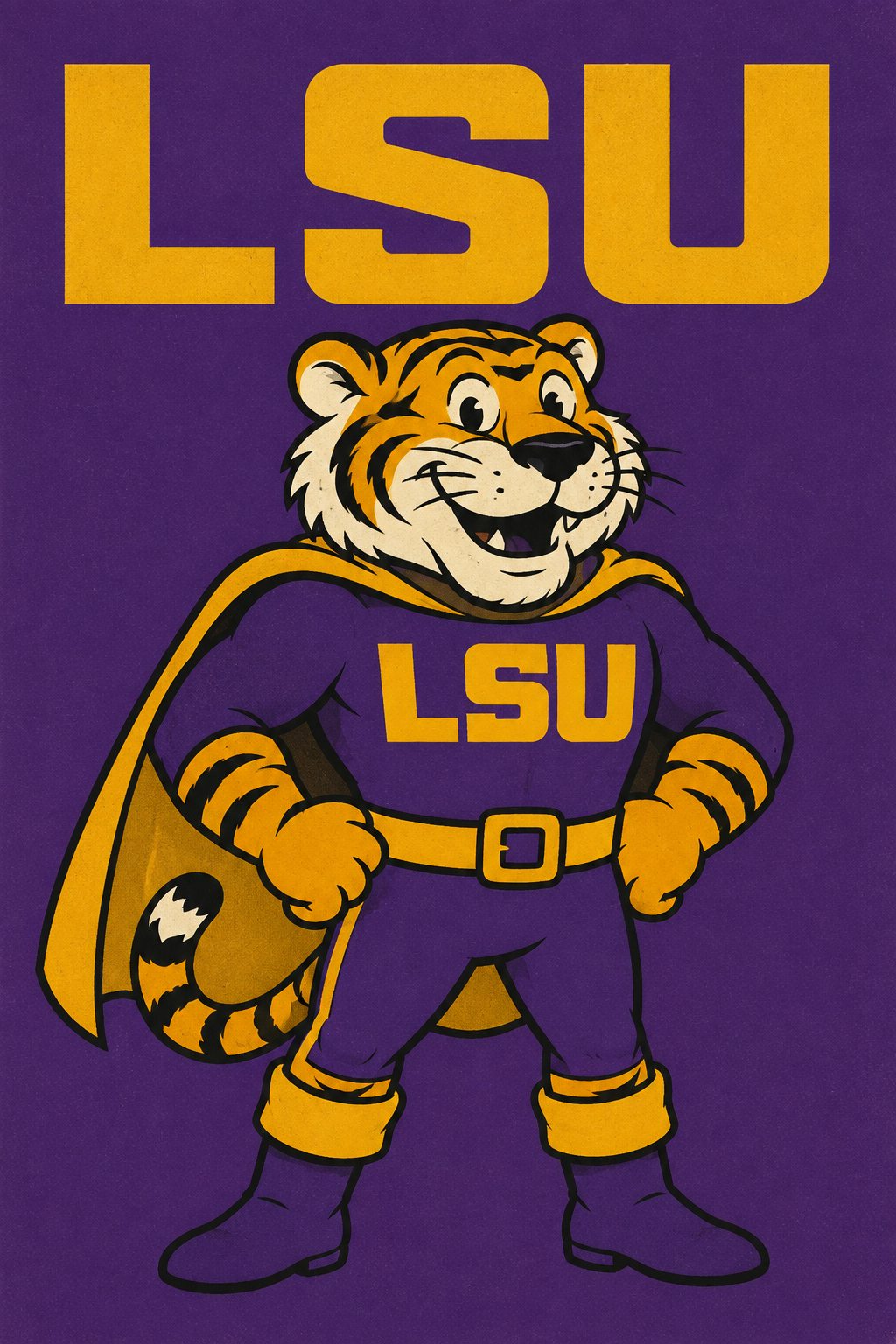 LSU Tiger Superhero Purple and Gold Graphic Wall Art