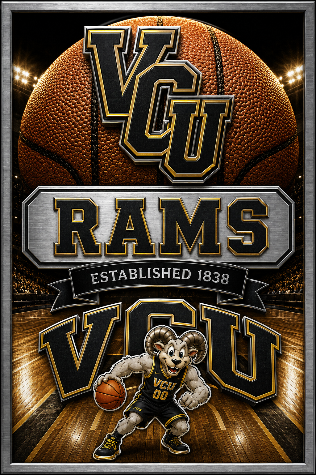 VCU Rams Basketball Printed Wall Art
