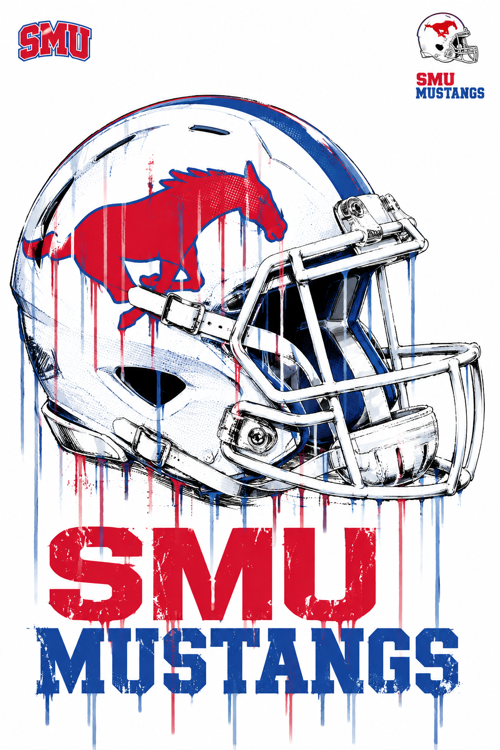 SMU Mustangs Football Helmet Graphic Wall Art