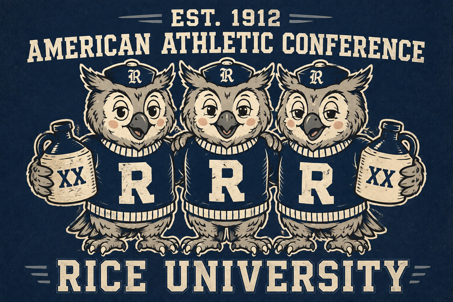 Rice University Owl Trio American Athletic Conference Wall Art