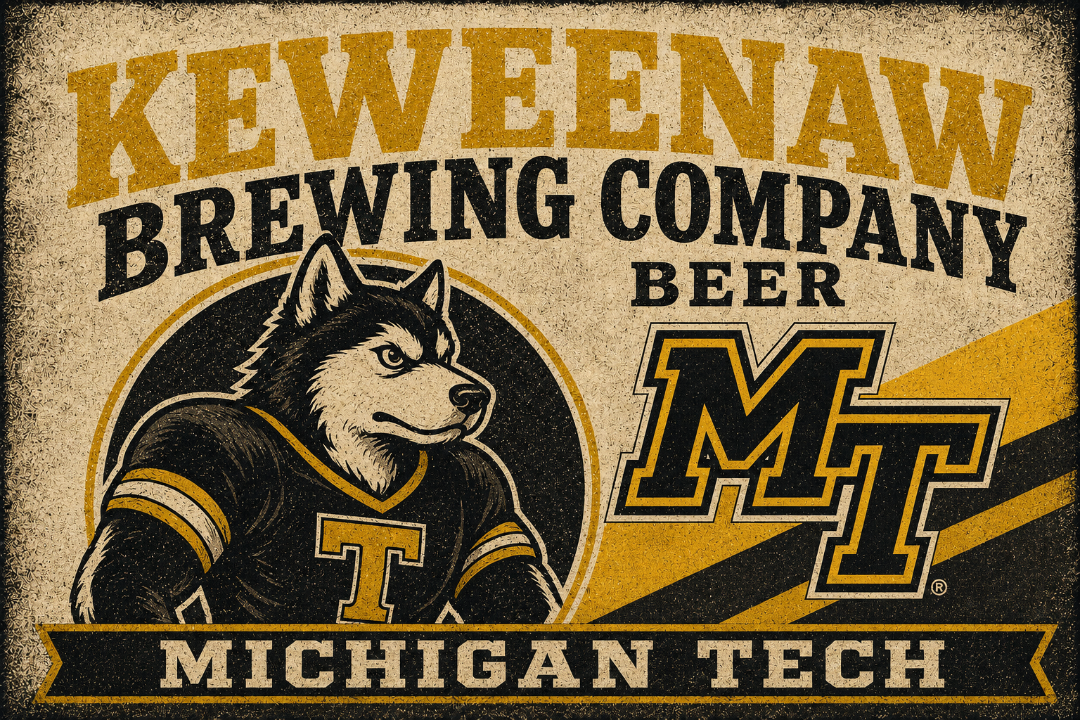 Keweenaw Brewing Company Michigan Tech Husky Beer Wall Art